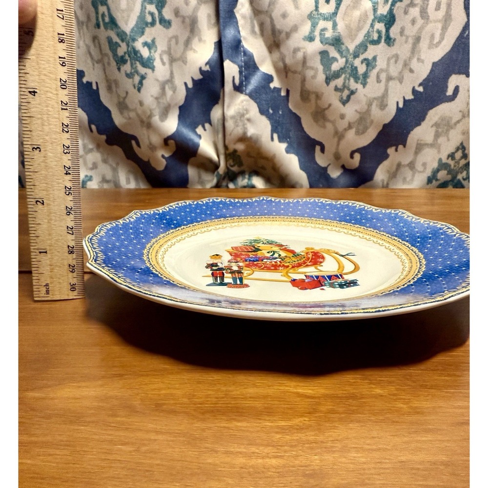 VTG Robert Stanley Home Collection Blue 2PC Christmas Nutcrackers Plates 8.8 in - Picture 10 of 12